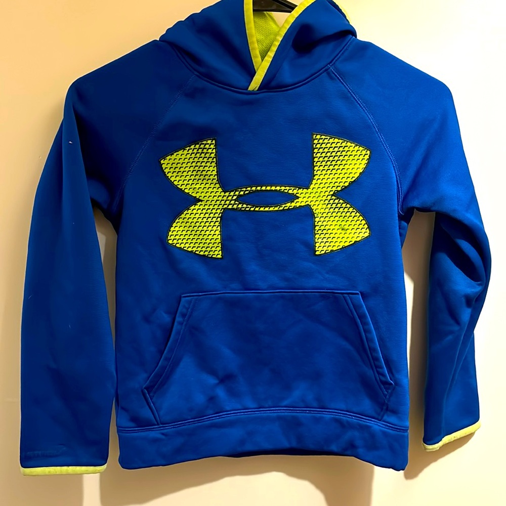 Under Armor blue and neon green hoodie